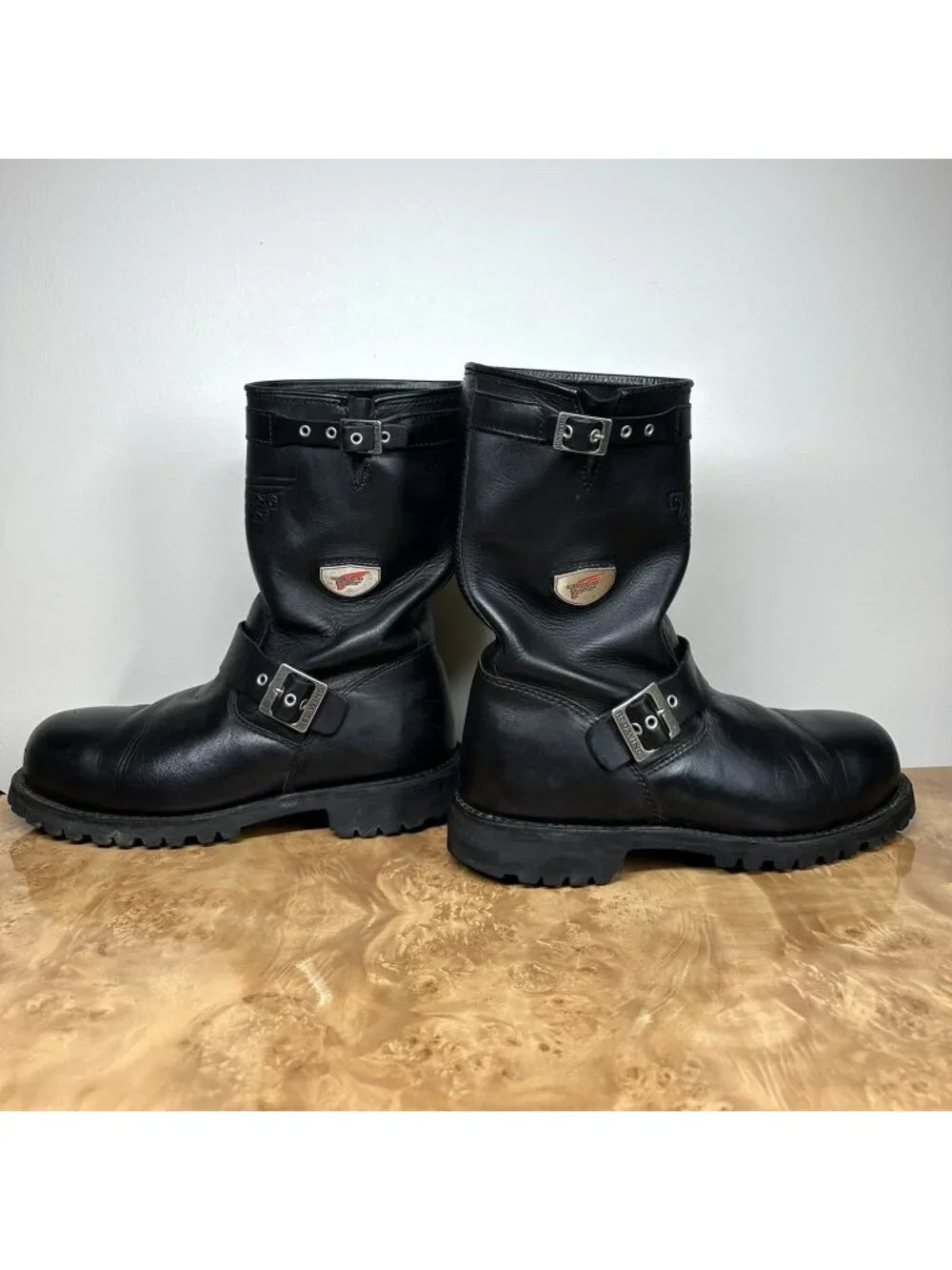 Red Wing 988 Engineer Boots Mens 11 D Black Leather Steel Toe Vibram Biker